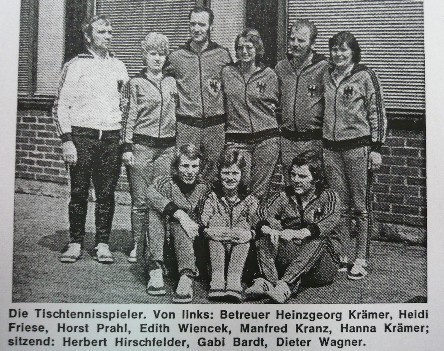 Die Gehörlosen-Tischtennis-Nationalmannschaft 1973 in Malmö