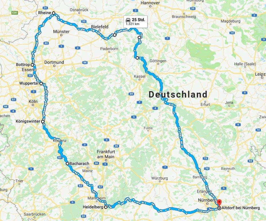 Rundreise Westfalen-Rheinland-Neckar